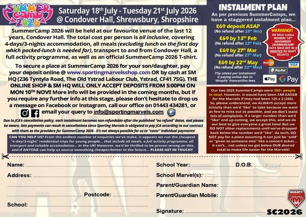 MIGHTY MARVELS SUMMERCAMP 2026 - DEPOSIT